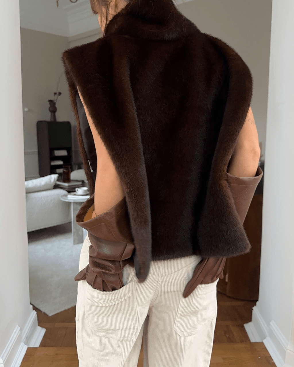 Women’s Faux Fur Turtleneck Cropped Vest