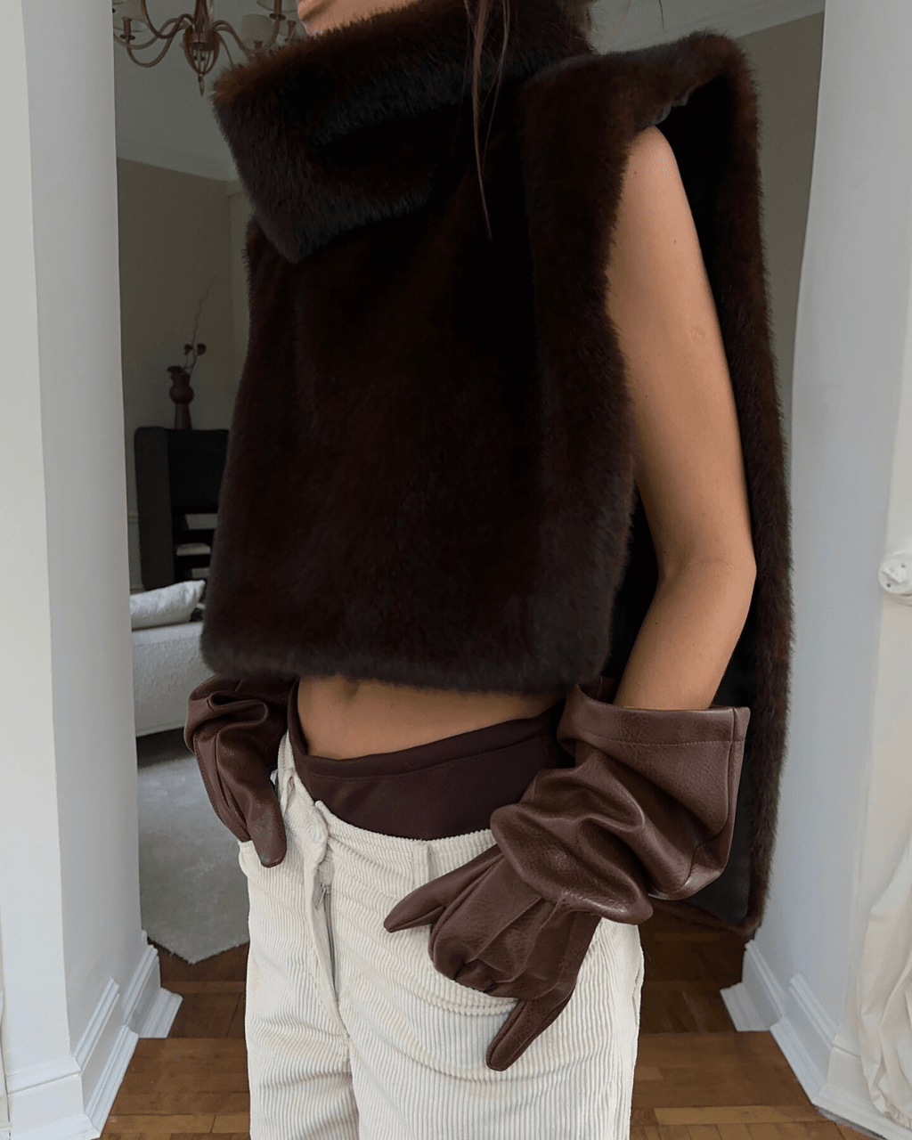 Women’s Faux Fur Turtleneck Cropped Vest