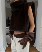 Women’s Faux Fur Turtleneck Cropped Vest
