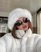 Chapeau d’hiver pour femme en fausse fourrure pelucheuse