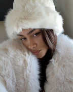 Chapeau d’hiver pour femme en fausse fourrure pelucheuse