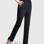 Pantalones de pierna recta para mujer con cintura elástica