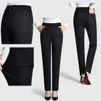 Pantalones de pierna recta para mujer con cintura elástica