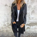 Women's Contrast Denim Sleeve Longline Jacket