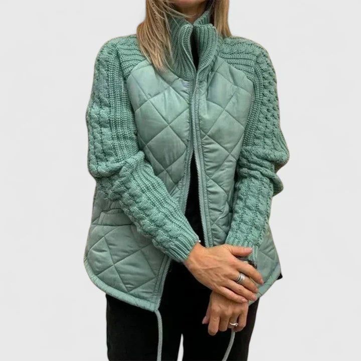 Women's Quilted Knit Sleeve Zip-Up Jacket