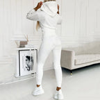 Women's Hooded Two-Piece Tracksuit with High-Waist Joggers
