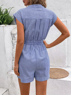 Gestreifter Damen-Jumpsuit mit Reverskragen und Taillengürtel für mühelosen und gepflegten Sommerstil