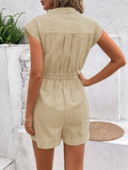 Gestreifter Damen-Jumpsuit mit Reverskragen und Taillengürtel für mühelosen und gepflegten Sommerstil
