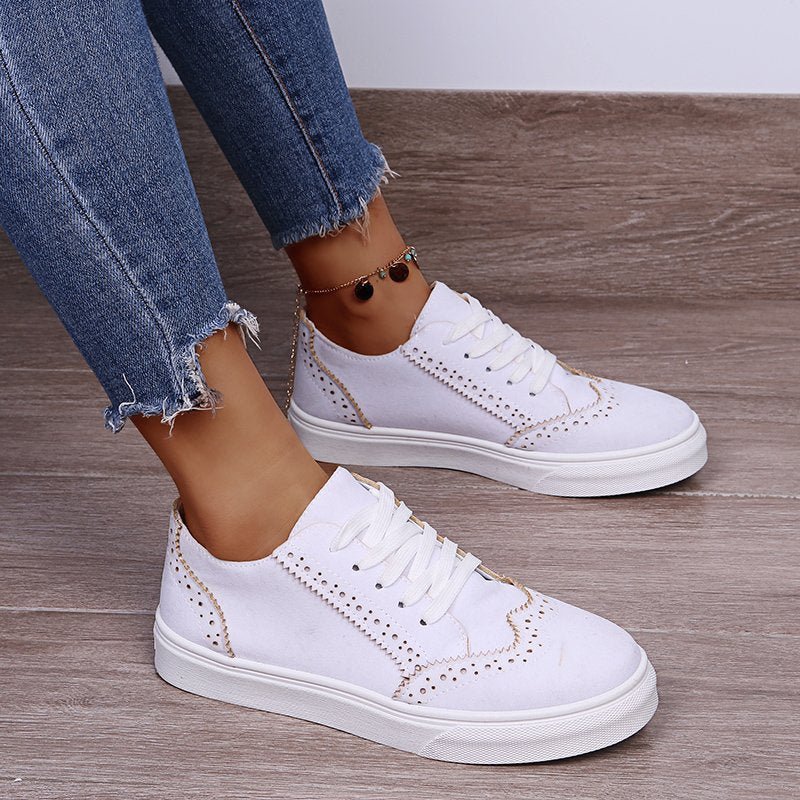 Damen flache Sneakers aus Wildlederimitat mit Schnürung für bequemen und stylischen Alltag