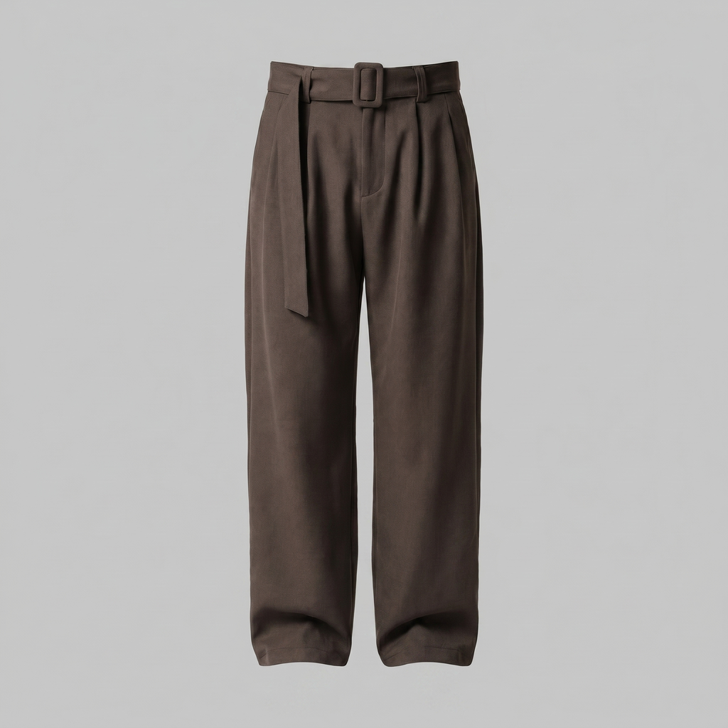 Tailored Trousers Heren Wide Leg Belted Elastische Taille