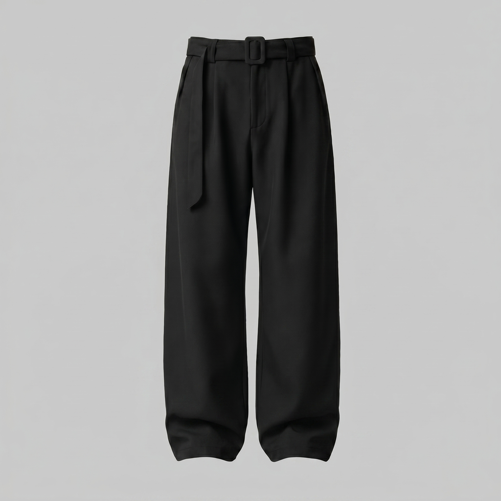 Tailored Trousers Heren Wide Leg Belted Elastische Taille
