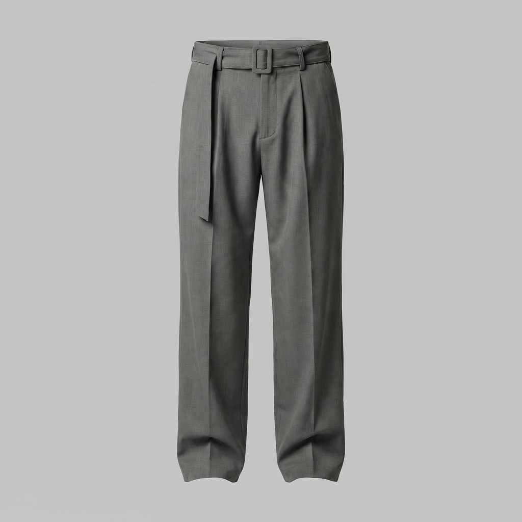 Tailored Trousers Heren Wide Leg Belted Elastische Taille