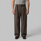 Tailored Trousers Heren Wide Leg Belted Elastische Taille