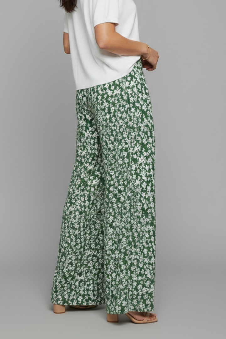 Pantalon fleuri pour femmes à jambes larges