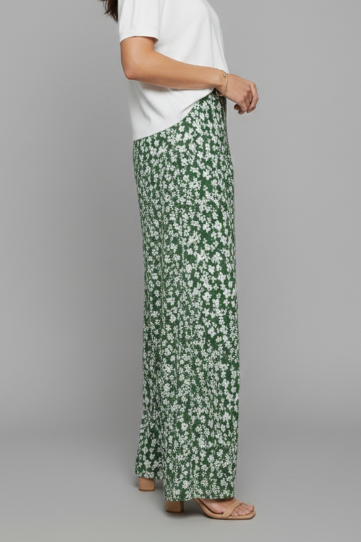 Pantalon fleuri pour femmes à jambes larges