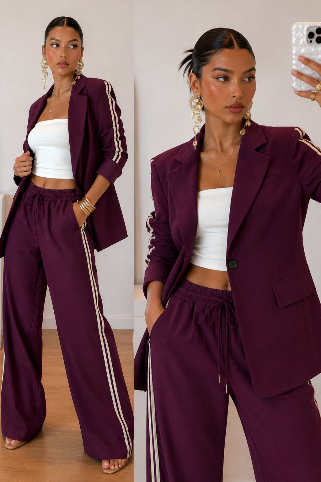 Women’s Striped Wide Leg Set