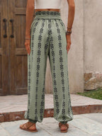 Damen bedruckte High-Waist-Hose mit Bindetail für stylischen und bequemen Alltag
