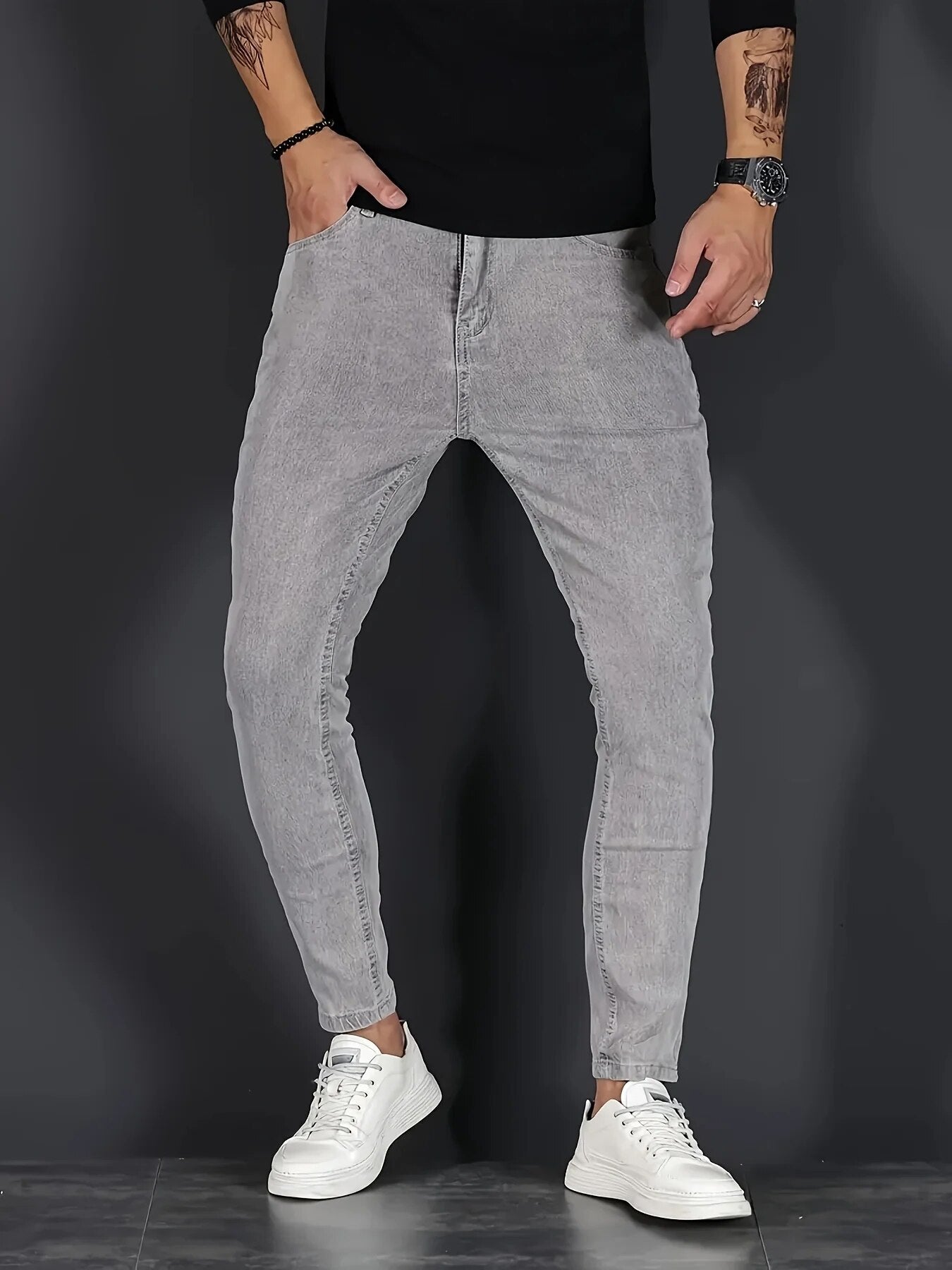 Men's Stretch Slim Fit Jeans with Flexible Denim for Everyday Wear