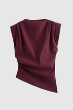 Ärmelloses Damen-Top mit Drapierung und strukturierten Schultern für eleganten Stil