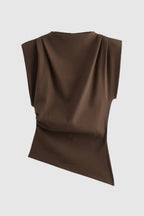 Ärmelloses Damen-Top mit Drapierung und strukturierten Schultern für eleganten Stil