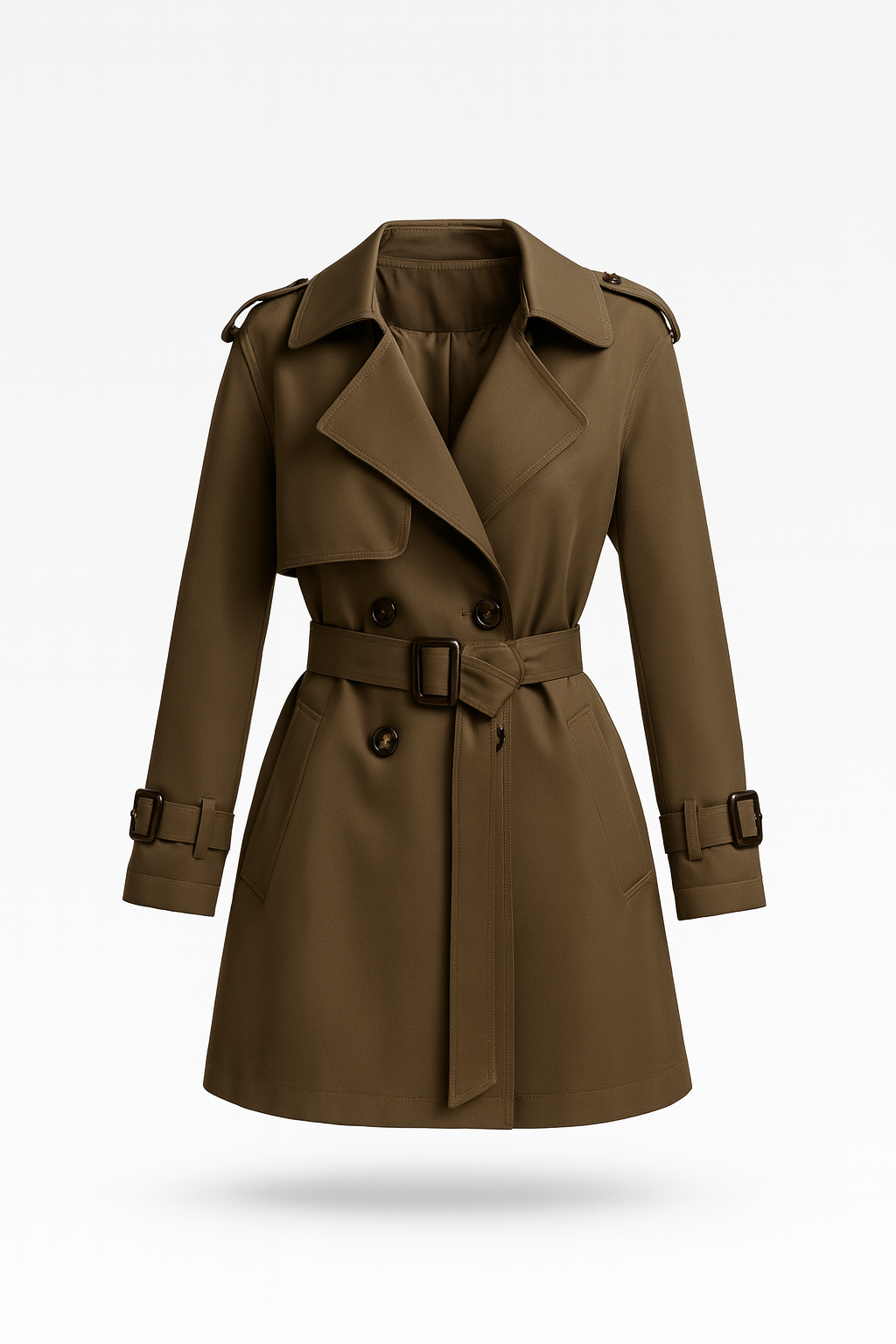 Damen-Trenchcoat mit zweireihiger Knopfleiste und Gürtel