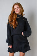 Damen-Set aus plissiertem Pullover und Rock