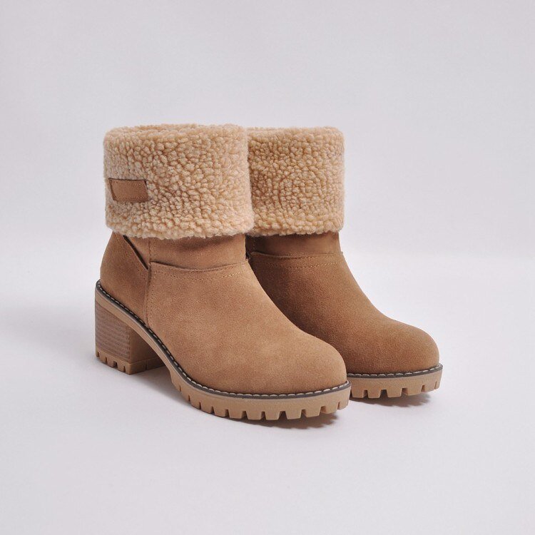 Bottines montantes pour femmes avec revers en sherpa