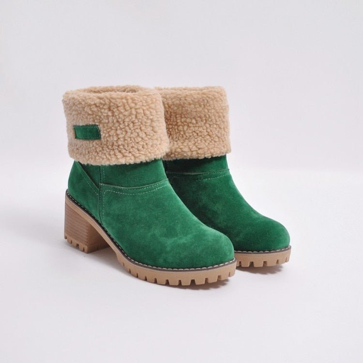 Bottines montantes pour femmes avec revers en sherpa