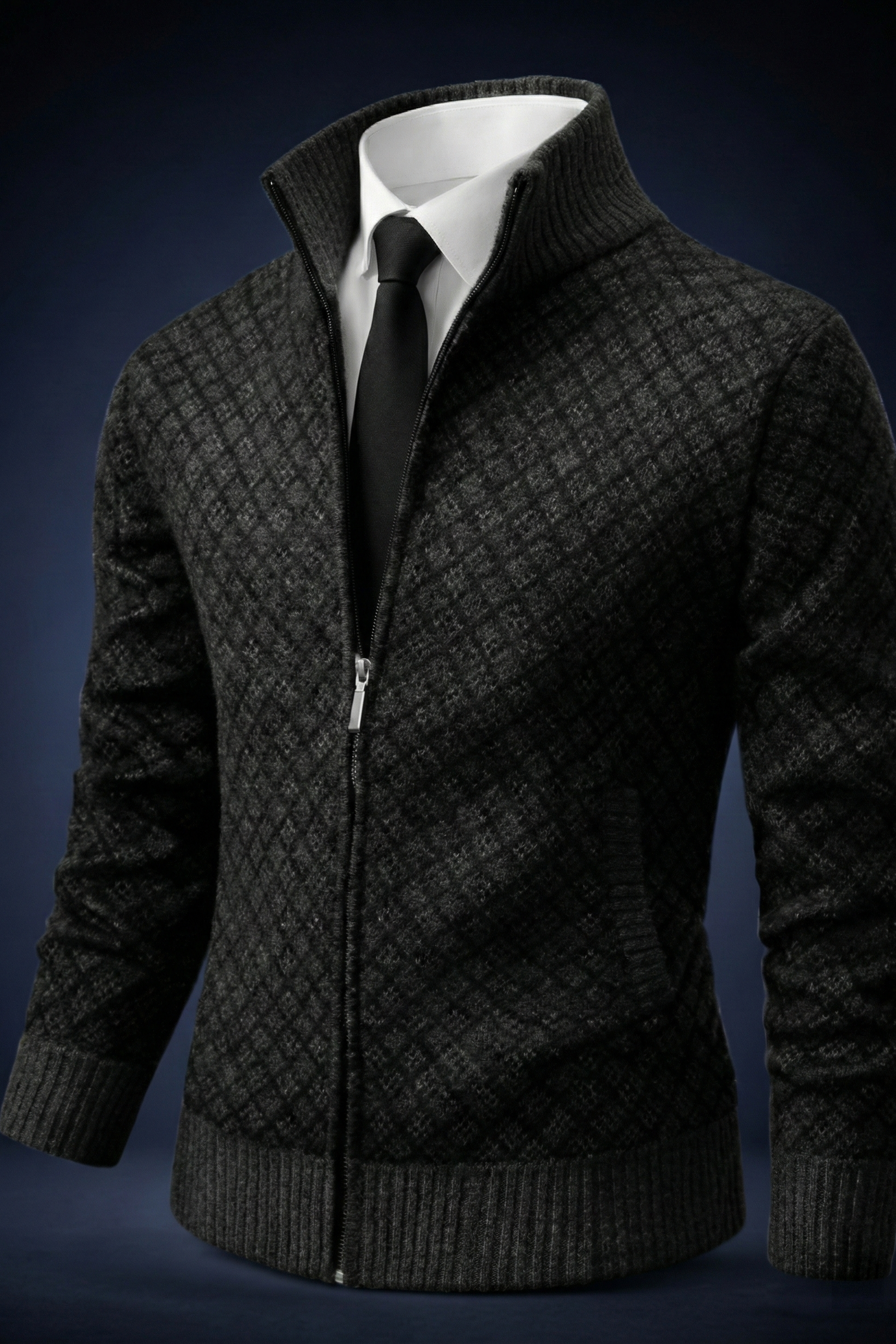 Cardigan testurizzato da uomo con zip