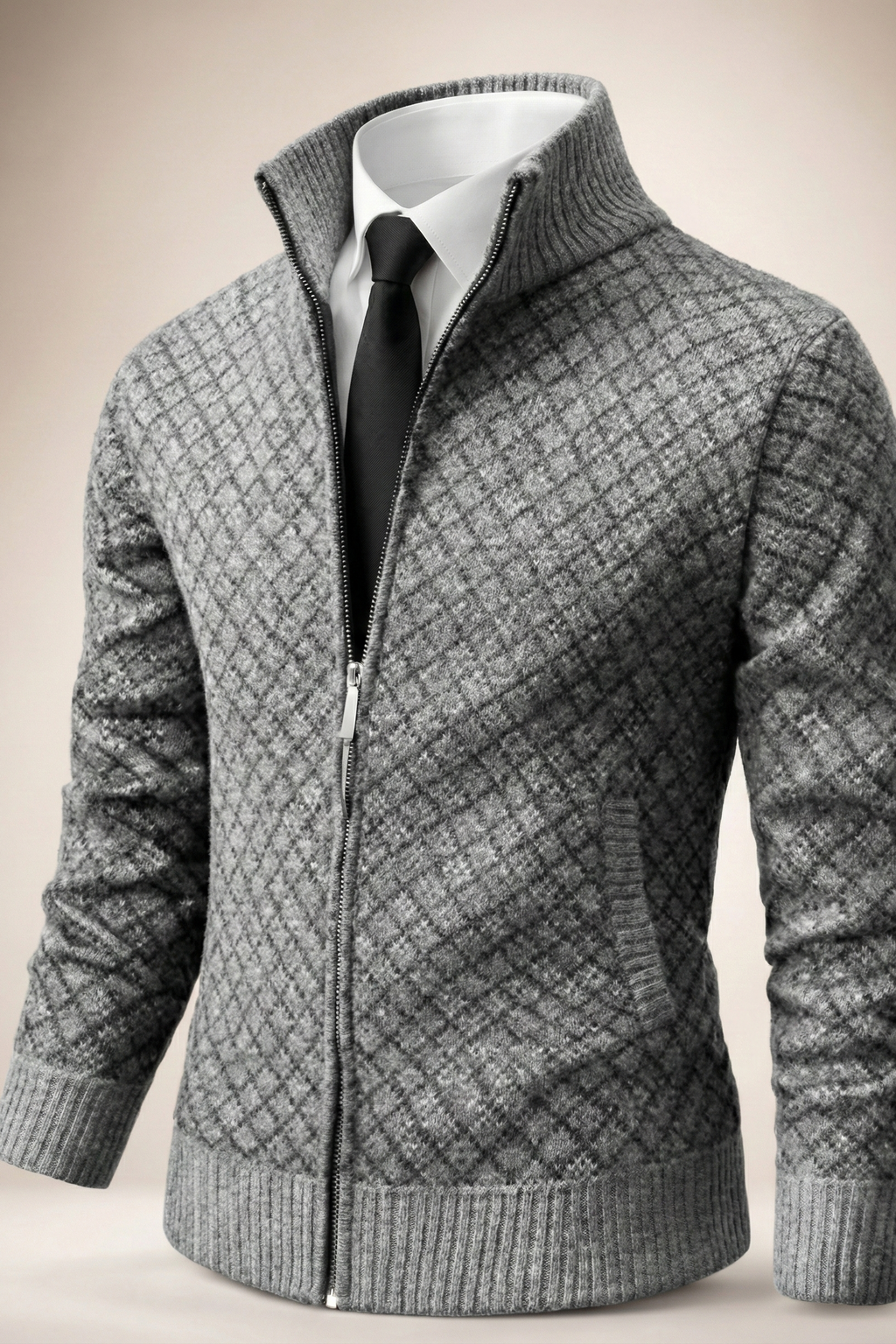 Cardigan testurizzato da uomo con zip