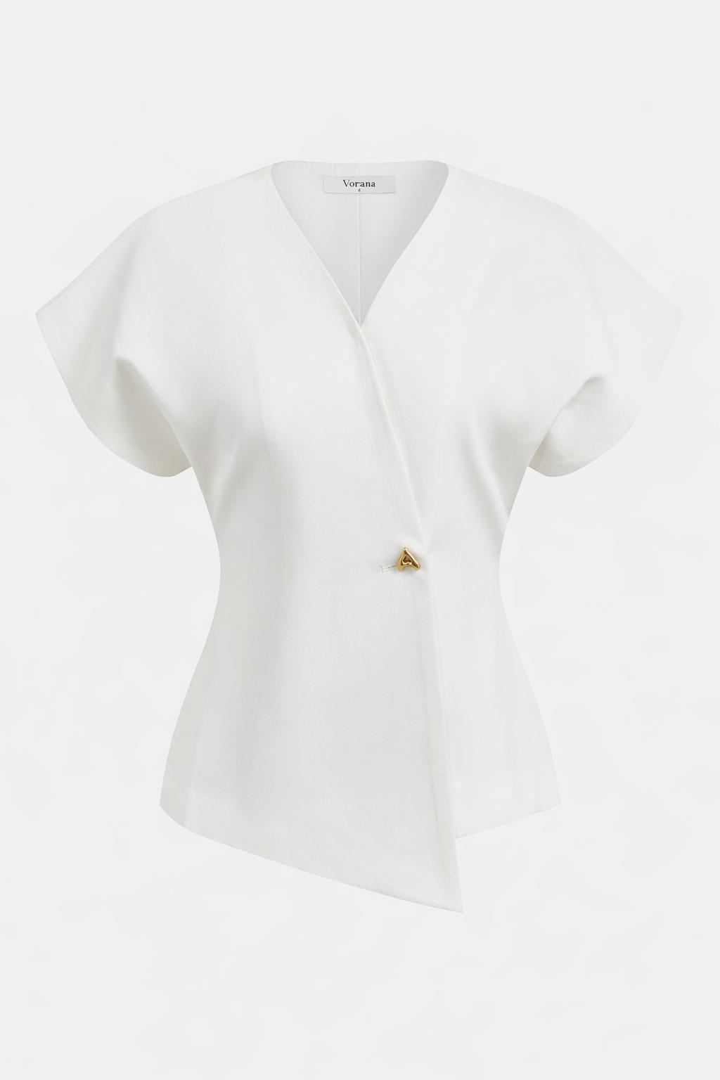 Women's Elegant V-Neck Top with Structured Sleeves for Smart Styling