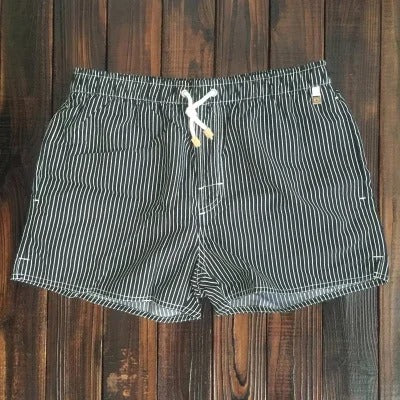 Men's Striped Swim Shorts with Drawstring Waist for Beach and Pool
