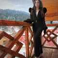 Gepolsterter Damen-Jumpsuit mit Gürtel