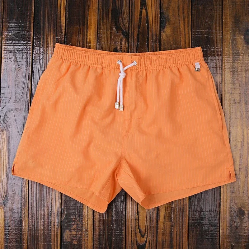 Men's Striped Swim Shorts with Drawstring Waist for Beach and Pool