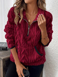 Fluffy pullover med kvart lynlås til kvinder