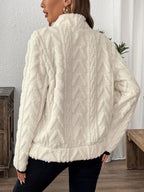 Fluffy pullover med kvart lynlås til kvinder