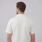 Men's Textured Two-Piece Set with Half-Zip Polo and Shorts