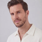 Men's Textured Two-Piece Set with Half-Zip Polo and Shorts