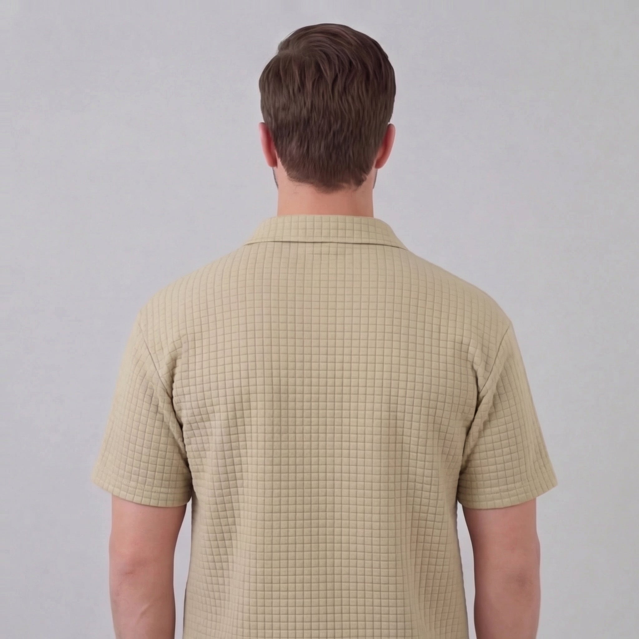 Men's Textured Two-Piece Set with Half-Zip Polo and Shorts