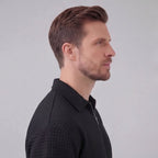 Men's Textured Two-Piece Set with Half-Zip Polo and Shorts