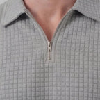 Men's Textured Two-Piece Set with Half-Zip Polo and Shorts