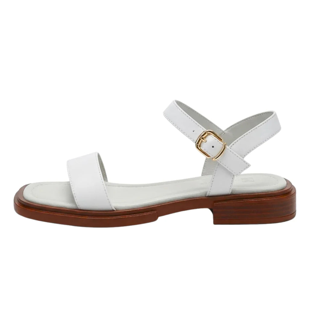 Women's Minimalist Ankle Strap Flat Sandals with Open Toe and Buckle Closure
