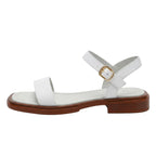 Women's Minimalist Ankle Strap Flat Sandals with Open Toe and Buckle Closure