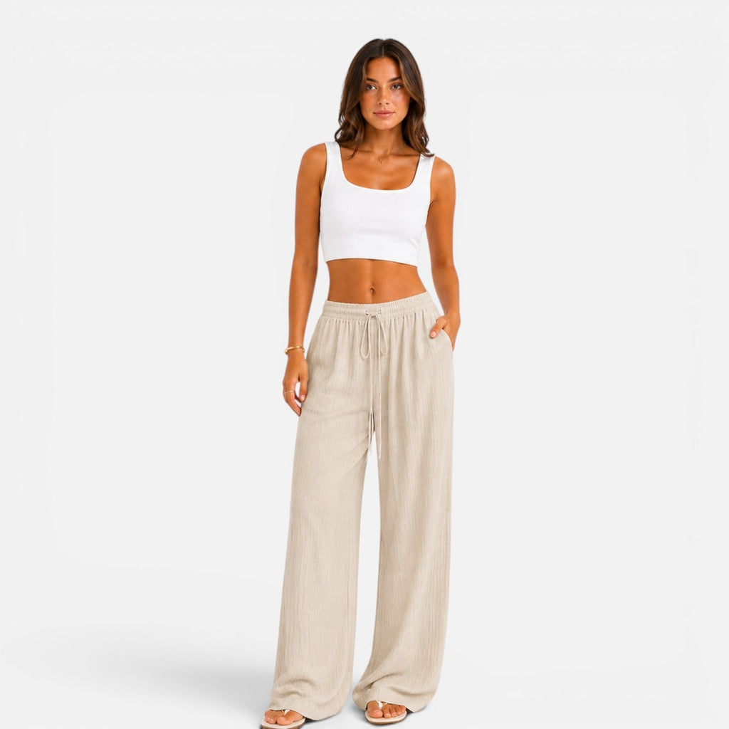 Wijde Broek Dames Elastische Taille Comfort Fit Casual