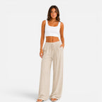 Wijde Broek Dames Elastische Taille Comfort Fit Casual