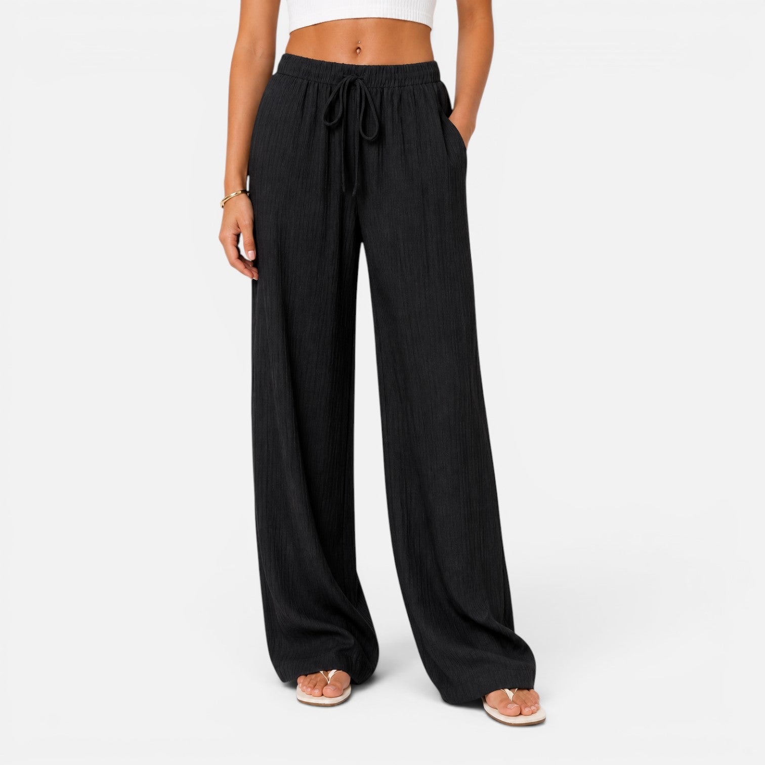 Wijde Broek Dames Elastische Taille Comfort Fit Casual