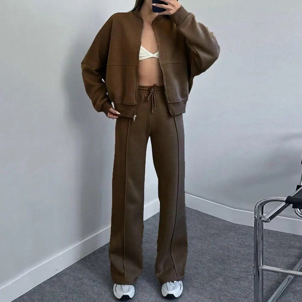 Women’s Zip-Up Wide Leg Lounge Set