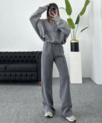 Women’s Zip-Up Wide Leg Lounge Set
