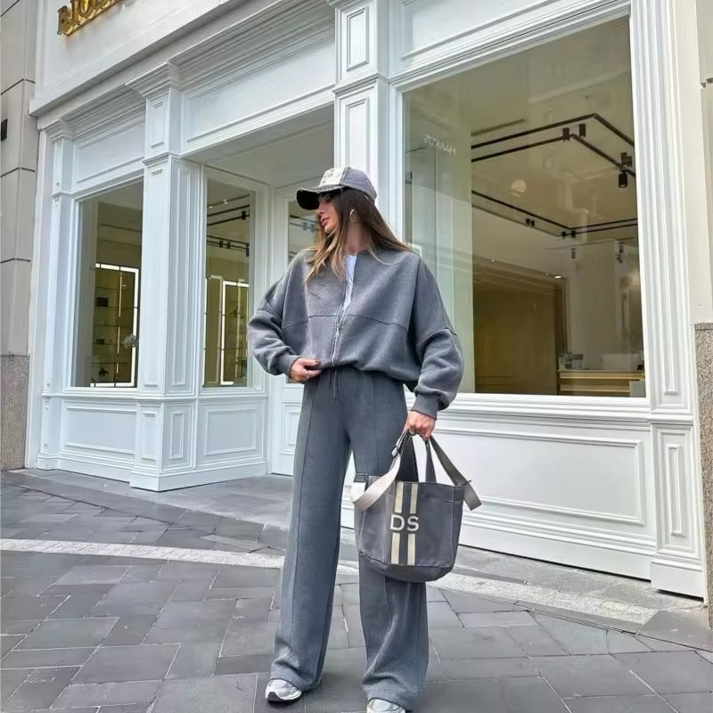 Women’s Zip-Up Wide Leg Lounge Set