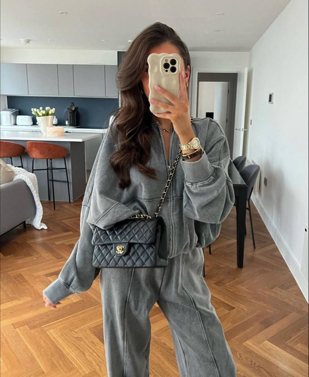 Women’s Zip-Up Wide Leg Lounge Set